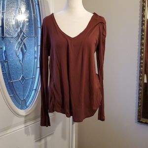 MOD long sleeve blouse, M, reddish purple, soft